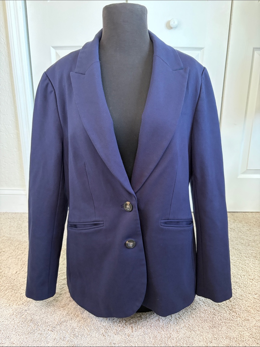 Boden Navy Blue Marylebone Ponte 2 Button Blazer 12 R Career Academia Preppy